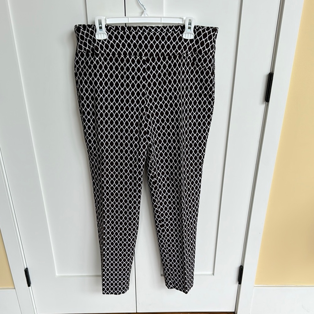 Charter Club Brown and White Geometric Pattern Pants Size 14